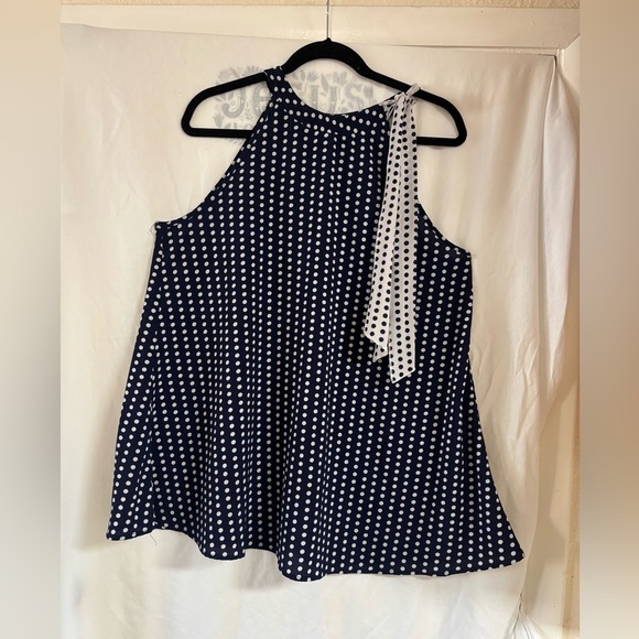 Cha Cha Vente Navy and White Polka Dot Blouse - Picture 2 of 7